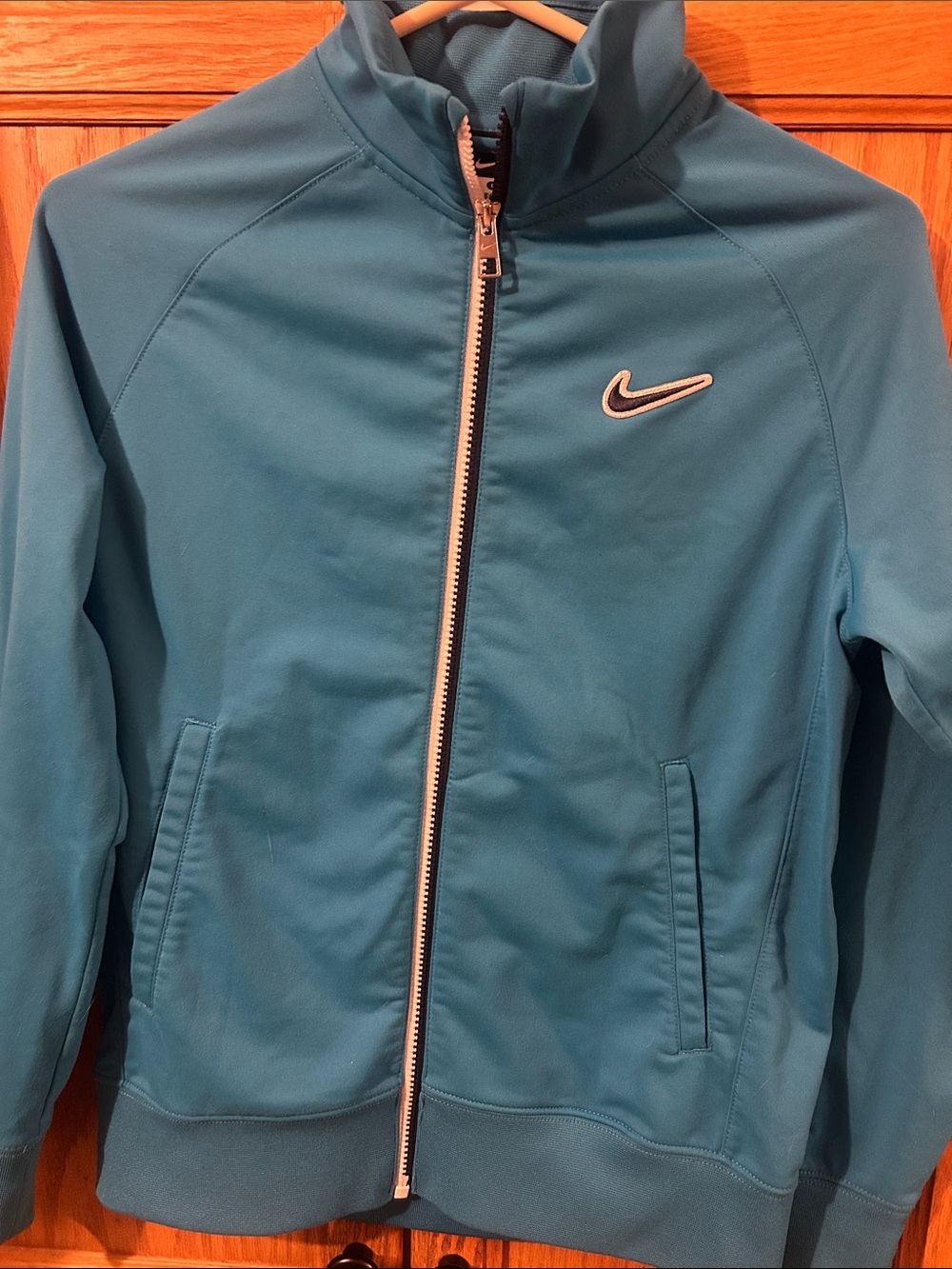 Nike Blue Full-Zip Athletic Light Jacket/Sweatshirt with Swoosh
